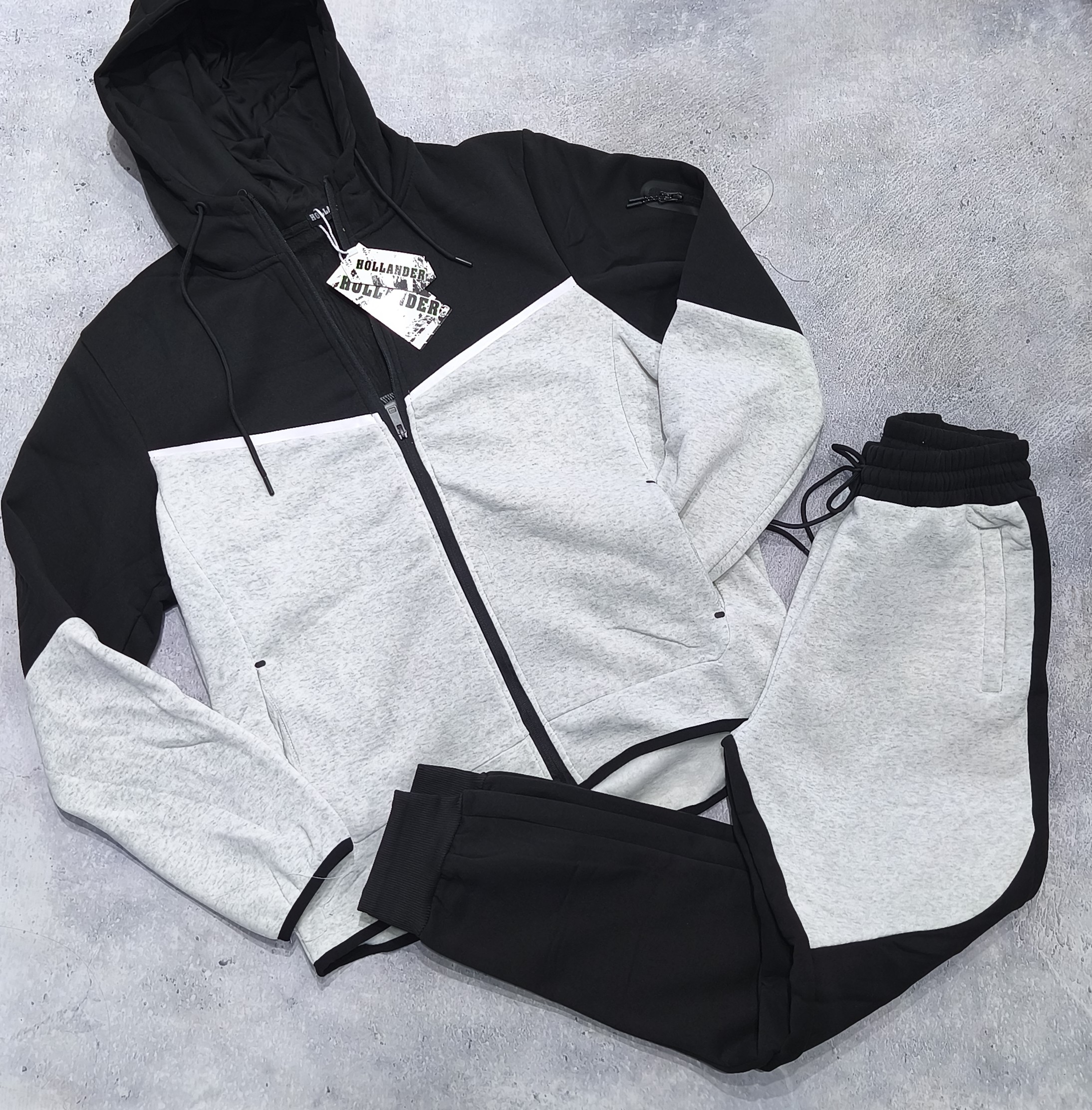 CONJUNTO DE HOMBRE GRIS MELANGE C/NEGRO